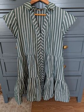 Anna Cate Green And White Stripe Mini Dress